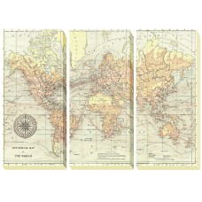 World Map Triptych