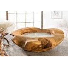 40cm TEAK ROOT FRUIT BOWL WITH CANDLE