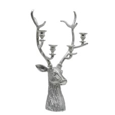 43CM NICKEL PLATED STAG 4 CANDLE HOLDER