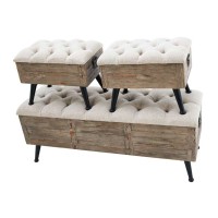 Set of 3 Storage Stools With Legs