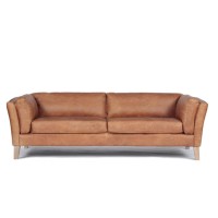 BROWN LEATHER 2 SEATER SOFA