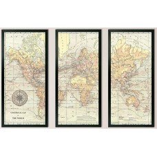 World Map Triptych